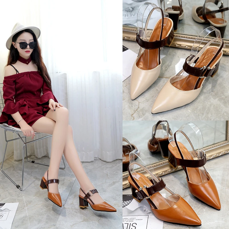 Женские босоножки из искусственной кожи с закрытым носком офисные Элегантные