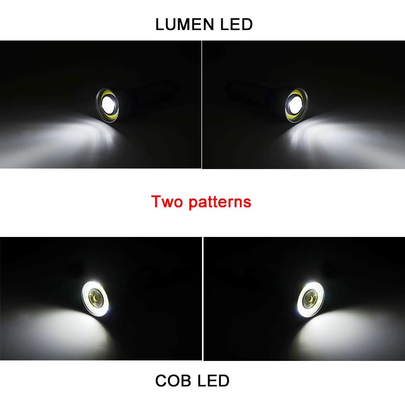 LED Flashlight torch stainless steel small hand electro-luminance COB flashlight double light source home emergency lighting | Освещение