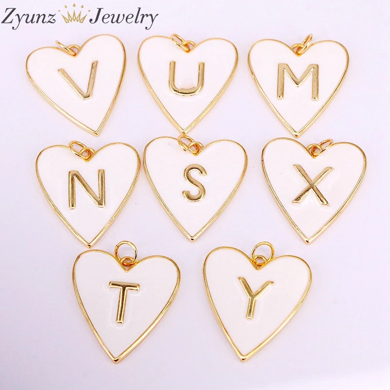 Pendants 6 шт, позолоченное женское эмалированное Сердце колье-подвеска с английскими буквами Шарм ювелирные изделия - Окраска металла: Pendants