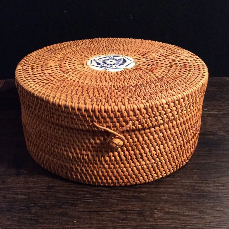 Коробка из ротанга для чая коробка Вьетнамского с веревкой крышки квадратная