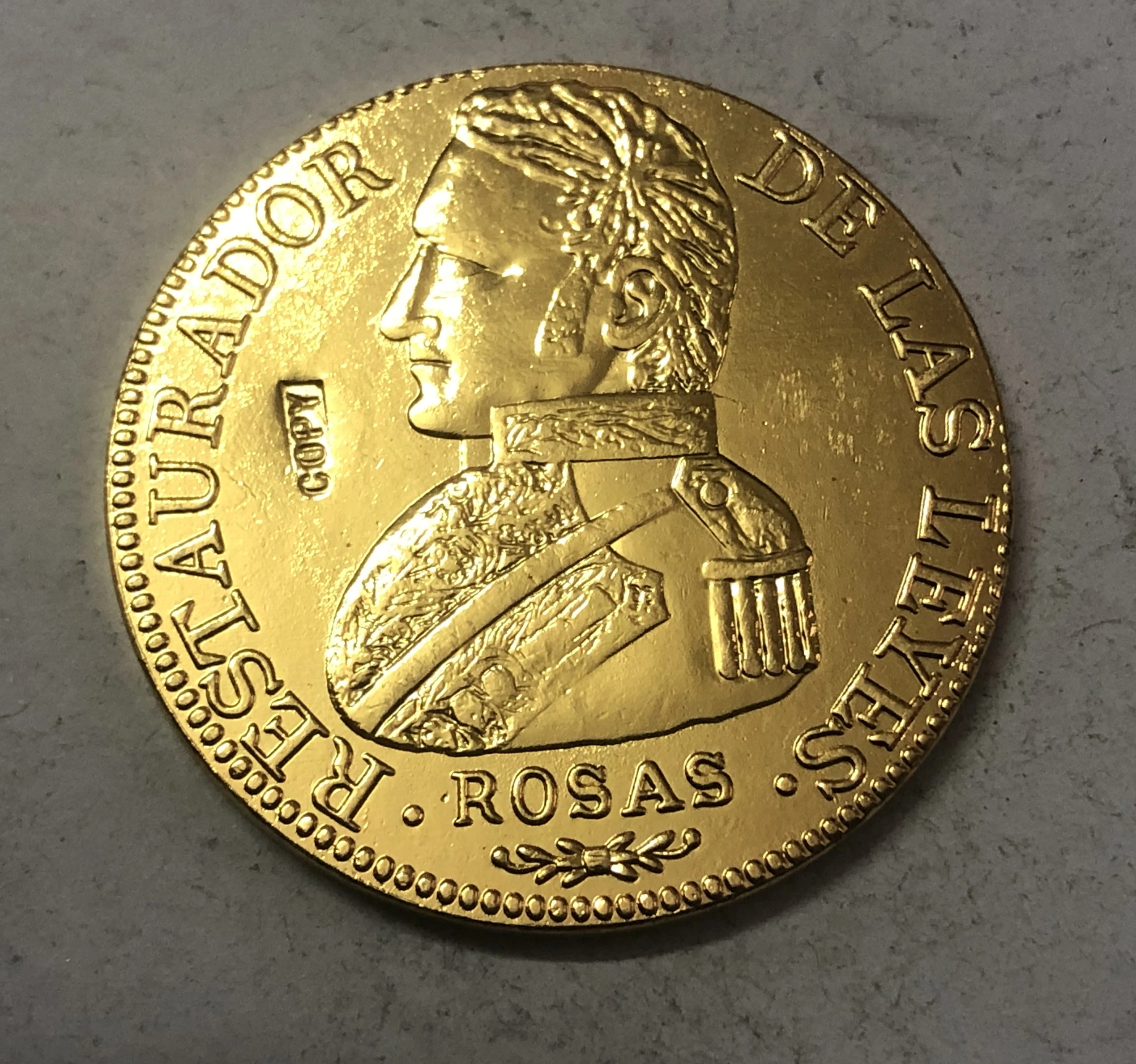 1842-R La Rioja (аргентинские провинции) 8 Золотая копия монет эскудос 35 мм | Дом и сад