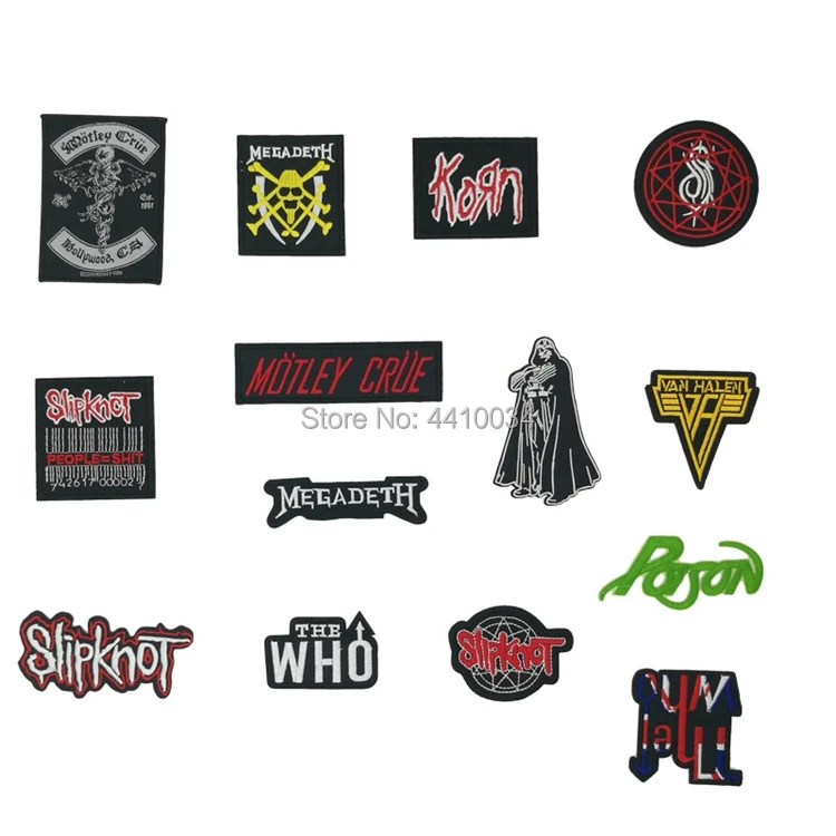 SLIPKNOT пентаграмма The Who логотип MEGADETH KORN яд Ван Хален MEGADETH вышитая музыкальная группа Железо на патч тяжелый металл