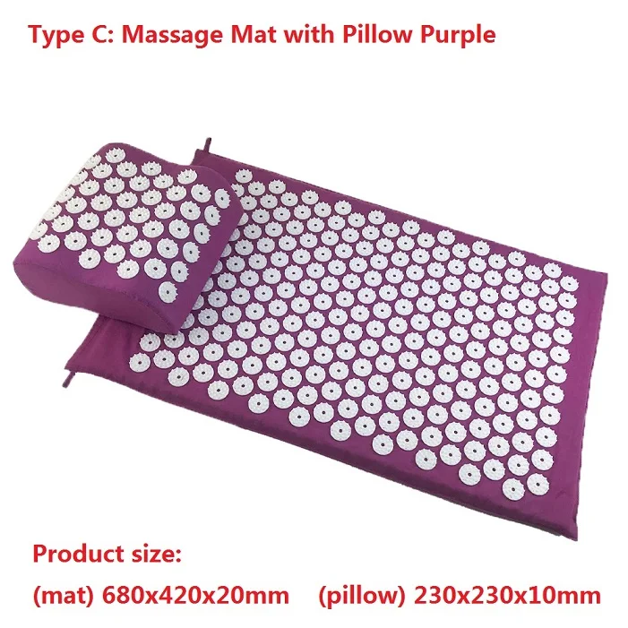 Type C add Pillow 03 Массажер для акупрессуры, коврик для релаксации, снятия стресса, натяжения тела, коврик для йоги, шип, снятие стресса, подушечка для снятия боли, набор, Прямая поставка - Цвет: Type C add Pillow 03