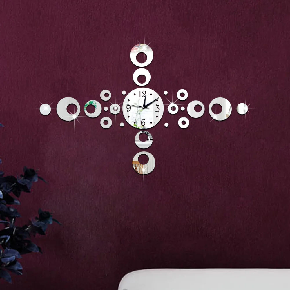 Digital Circle Mute Decorative mirror wall clock Waterproof Environmental protection bedroom Children's room foreign trade | Дом и сад