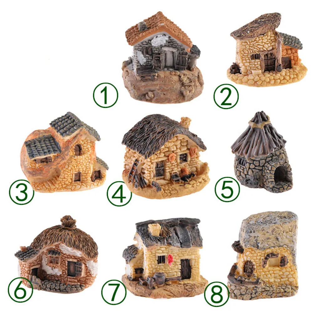

1Pcs Cute Mini House Villa DIY Resin Little Fairy Garden Craft Decoration Miniature Micro Gnome Terrarium Gift doll