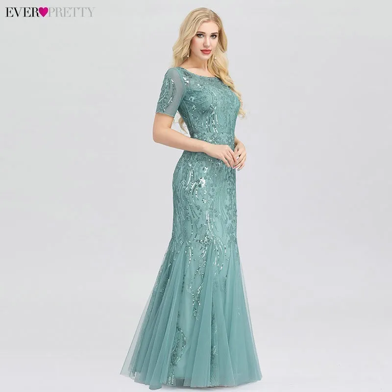 Вечерние платья с аппликациями Ever Pretty, длинное кружевное платье-русалка большого размера с пайетками, платья разных цветов для вечеринок в стиле Саудовской Аравии, лето-осень