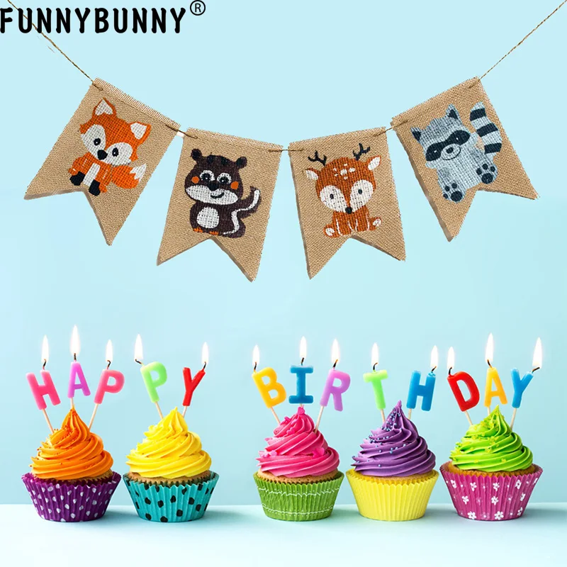 FUNNYBUNNY животные лиса белка олень енот Pull Flag день рождения белье ласточкин хвост