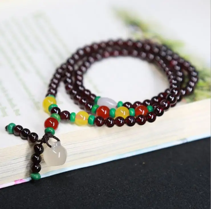 Натуральный гранатовый браслет multi-turn 5 мм аксессуары из натурального халцедона |