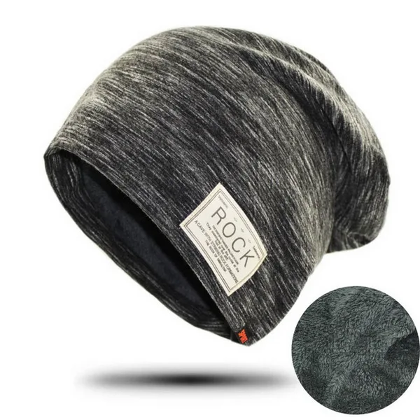 black NUZADA однотонные Зимние головные уборы для мужчин и женщин Skullies Beanie Hedging cap вязаная шапка s хлопок двухслойная ткань капот теплая шапка - Color: black