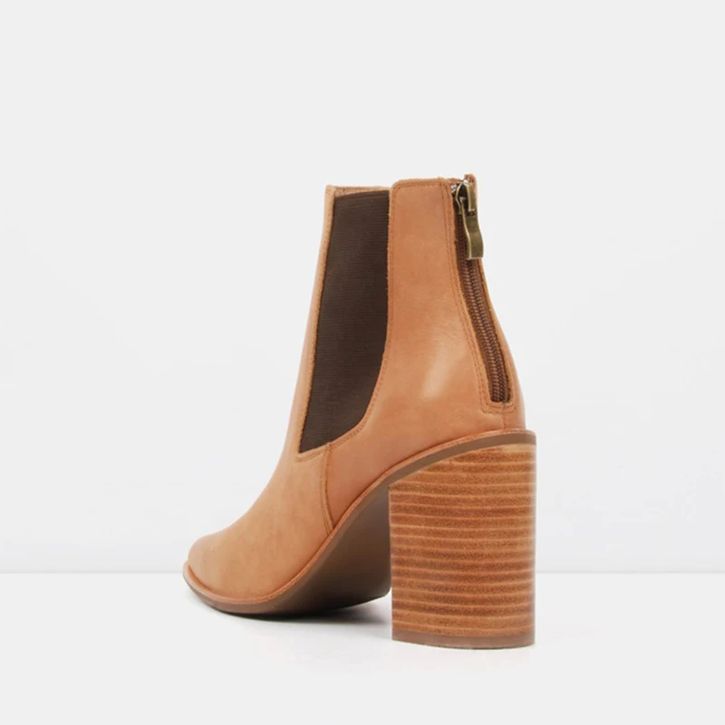 Коричневые ботильоны большие размеры 11-15 женские с острым носком на высоком