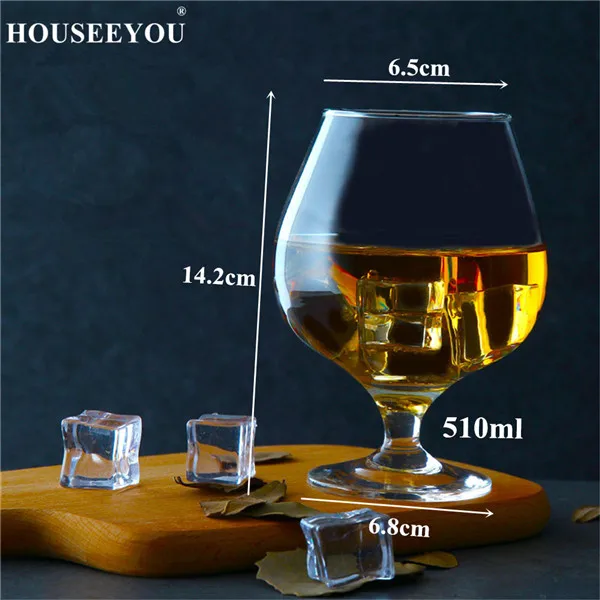 510ml 2pcs HOUSEEYOU, 2 шт./лот, коньяк, короткая чашка, кристалл, бокал для вина, для бара, для коктейля, короткий пивной бокал, es, для питья, виски, шнифтеры, сигары - Цвет: 510ml 2pcs