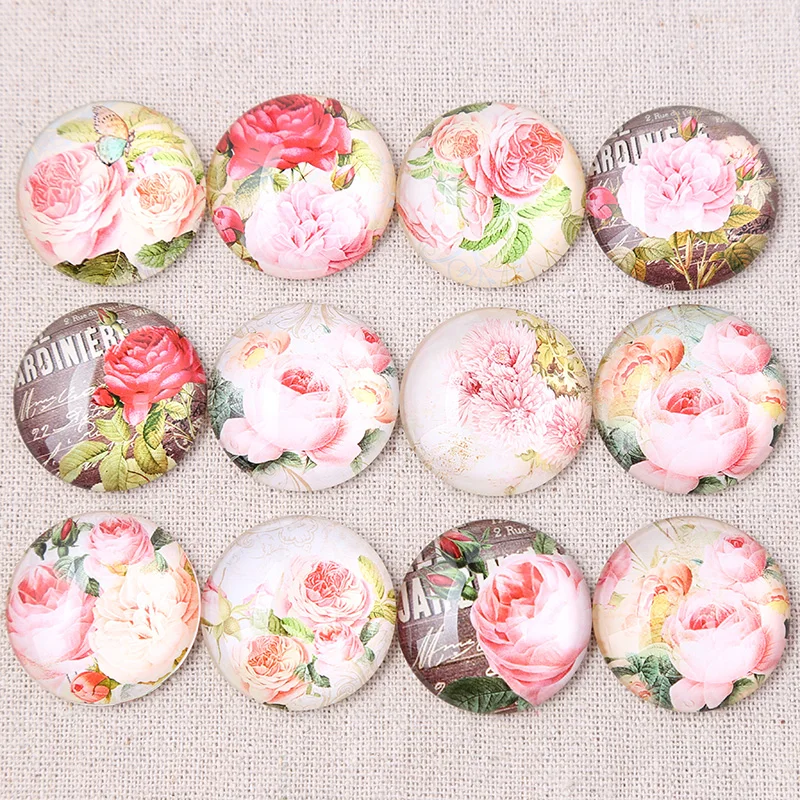 Круглые купольные стеклянные кабошоны onwear mix rose 25 мм 16 12 30 diy ювелирные изделия