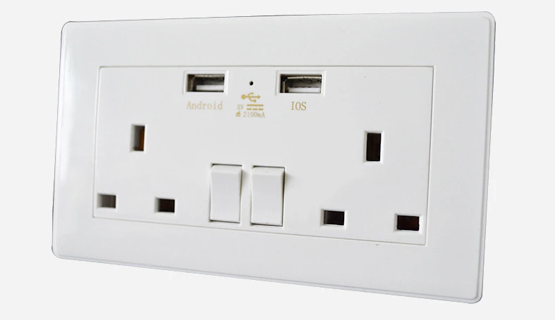Белый 2 комплекта настенных розеток с двумя портами USB Порты и разъёмы розетки