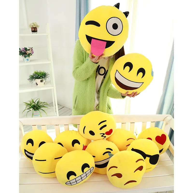 Круглая Мягкая Emoji Улыбка EmoticonYellow Подушки Fundas Cojines Decorativos Cuscini Decorativi Обеденный