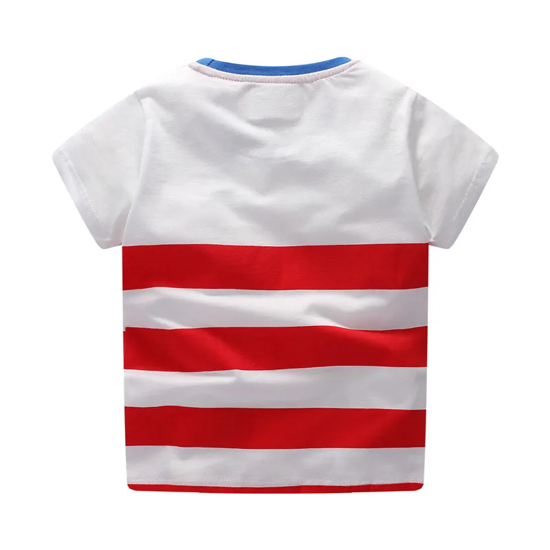 Летние футболки для маленьких мальчиков с аппликацией Детская футболка