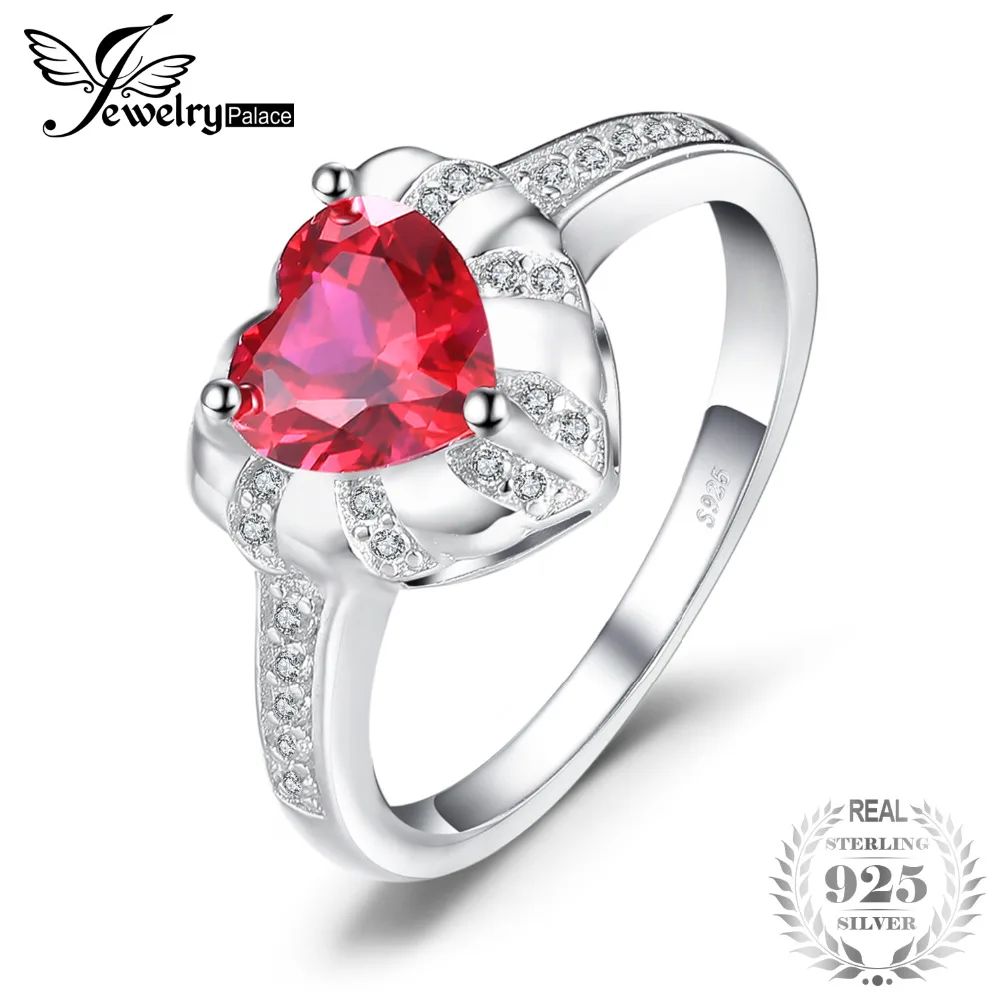 JewelryPalace сердце любовь 1.86ct создан Красные Рубины Обручение кольца для Для женщин