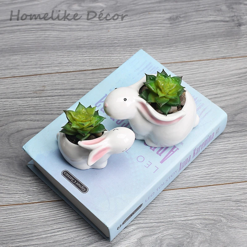 Набор из 2 предметов керамический цветочный горшок в форме кролика мини кролик