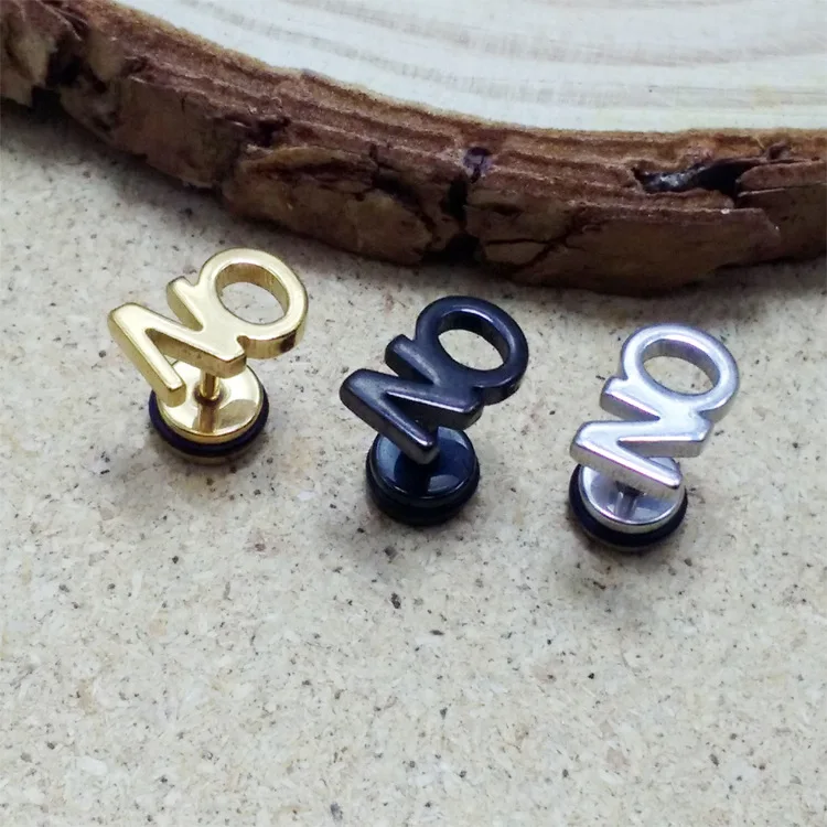 Серьги гвоздики из нержавеющей стали с маленькими буквами|Серьги-гвоздики| |