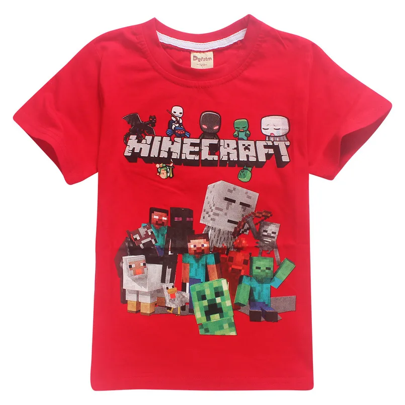 Куртка для мальчиков лето 2018 детская футболка Костюмы хлопок Minecraft с рисунком