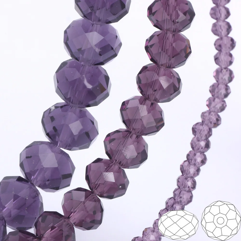 

OlingArt 3/4/6/8/10mm Round Glass Beads Rondelle Austria faceted crystal violet color Loose bead 5040 DIY Jewelry Making