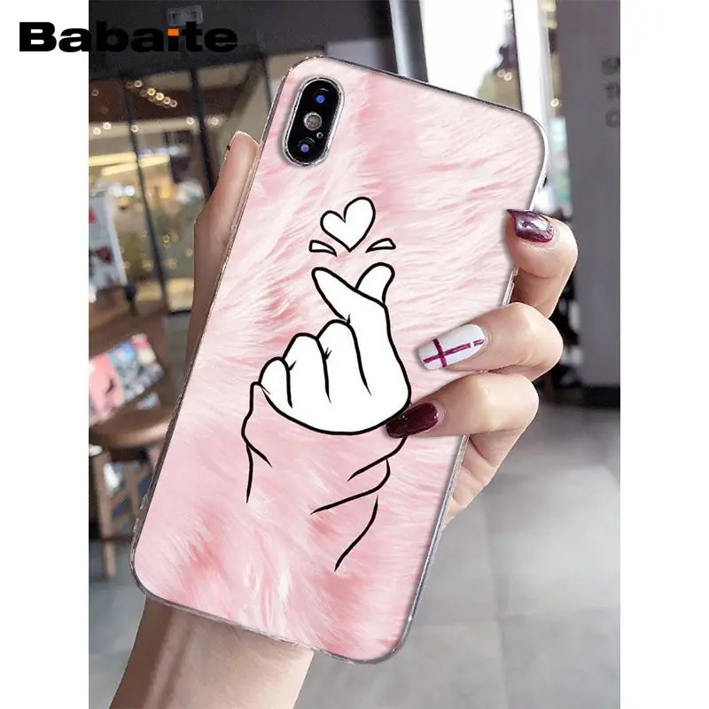 Babaite EXO kpop Сердце черный белый рисунок ТПУ Прозрачный чехол для телефона чехол для iPhone 5 5Sx 6 7 7plus 8 8Plus X XS MAX XR