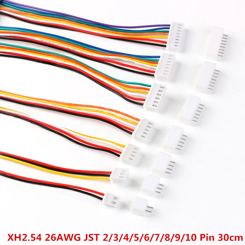 10 комплектов JST XH2.54 XH 2,54 мм кабельный разъем 2/3/4/5/6/7/8/9/10 булавки шаг Мужской Женский Разъем 30 см провод Длина 26AWG