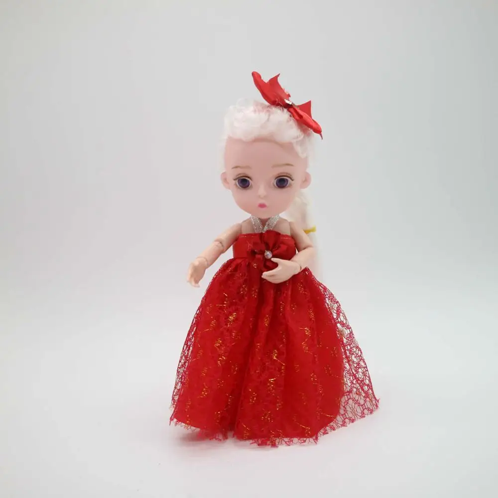 Маленькая кукла принцессы 1/8 Милая bjd 1/8 шарнирное тело 3D глаз пластиковая кукла подходит для 1 \ 8 парик лицо может DIY окружность головы 14 см - Цвет: doll and clothes