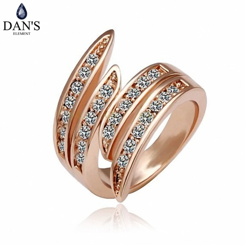 Женское кольцо с цирконием DAN'S ELEMENT модное розовое золото натуральными