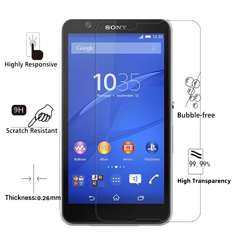 10 шт./лот 2.5D Закаленное стекло для Sony Xperia E4g Dual 9H Высококачественная