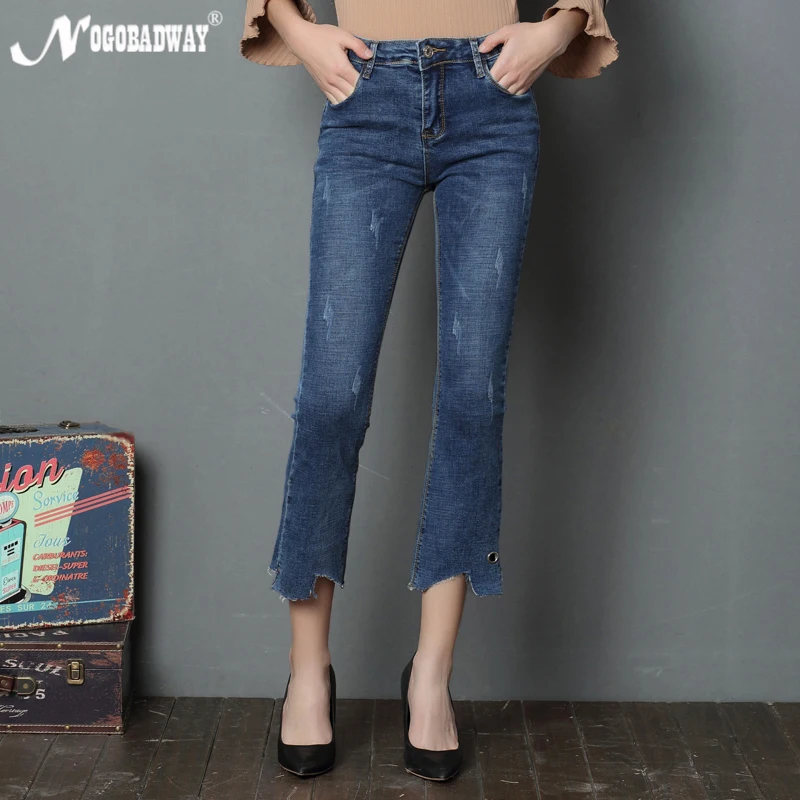 Женские джинсы клёш Лето 2018 повседневные Модные Винтажные джинсовые брюки femme