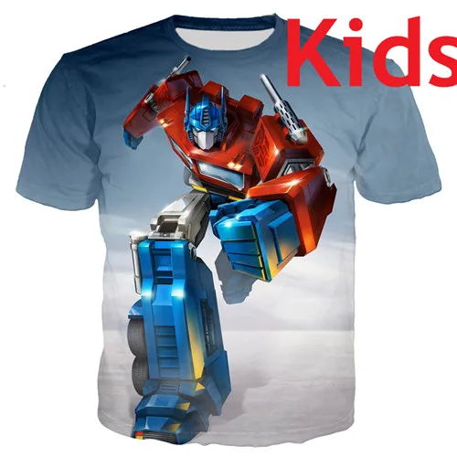 kids t shirt PLstar Cosmos/одинаковые комплекты для семьи; футболки для мальчиков с 3D принтом в виде робота; Детские футболки с изображением автоботов; детский летний короткий топ - Цвет: kids t shirt