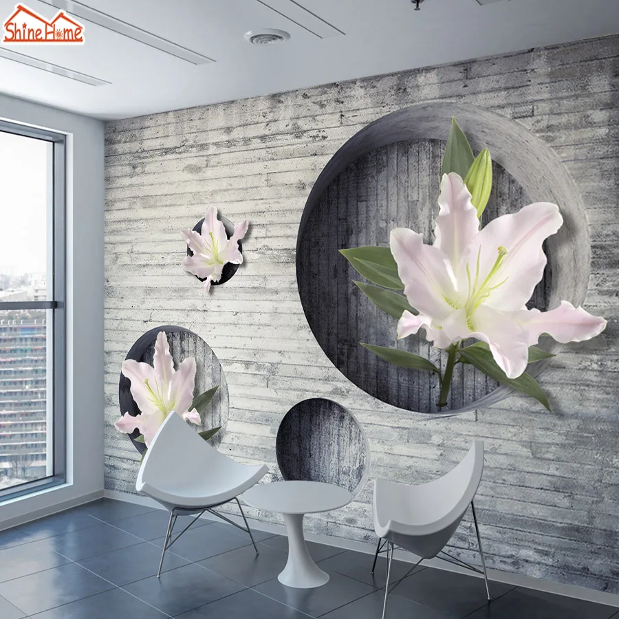ShineHome кирпичная фотобумага черная белая настенная бумага s для 3 d гостиной роза