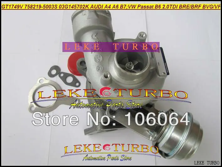 Турбокомпрессор GT1749V 758219-5003S 758219 03G145702K 03G145702F турбо для Audi A4 A6 Volkswagen VW Passat B6 BLB BRE DPF