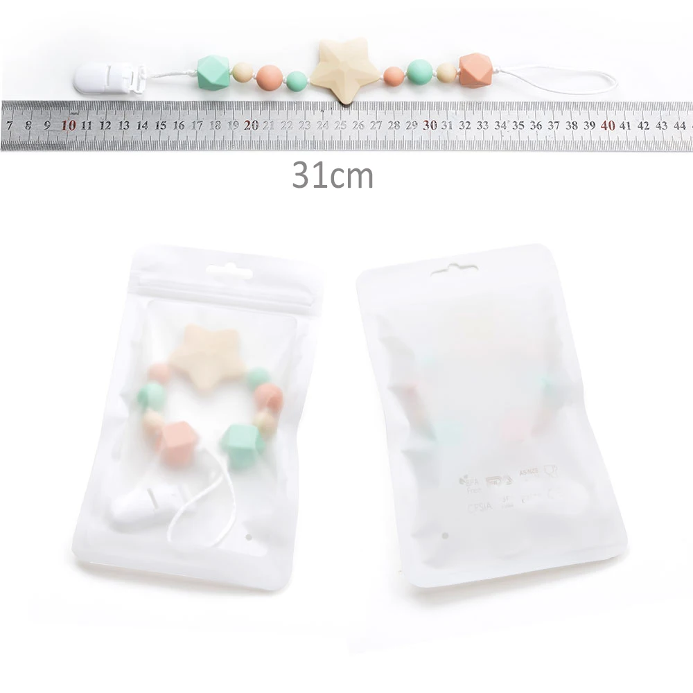 Chupete con Clip para beb&eacute;, collar de dentici&oacute;n con cuentas de silicona sin BPA, soporte masticable de grado alimenticio, accesorio de dentici&oacute;n-1