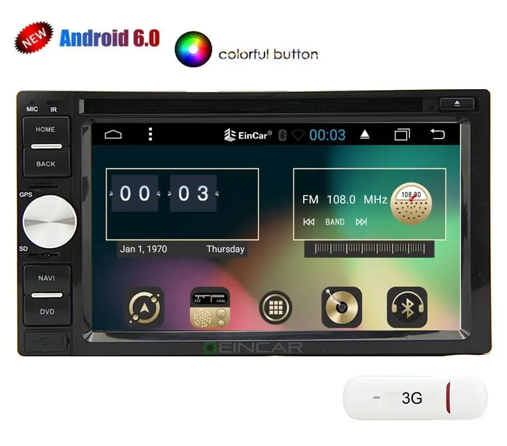 3g ключ + Eincar Android 6 0 автомобильный радиоприемник стерео с сенсорным экраном gps