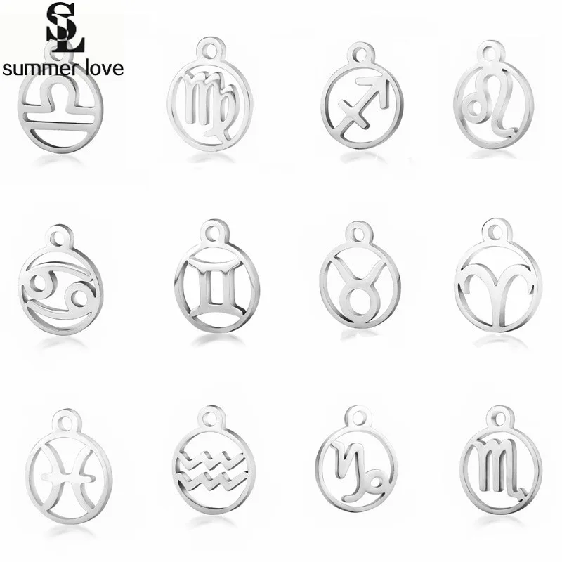10 шт. подвеска из нержавеющей стали с созвездиями зодиака