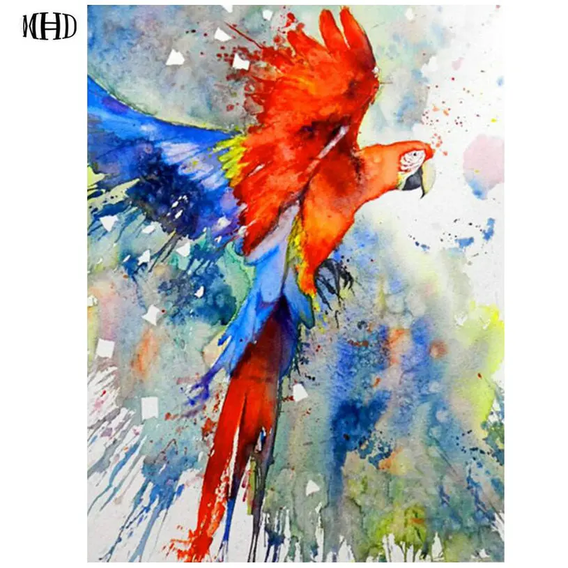 MHD 5D алмазная живопись роспись попугай вышивка крестиком кристальная