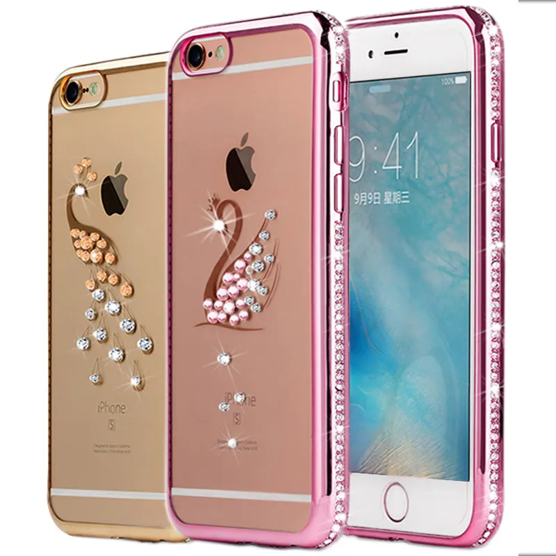 Силиконовый чехол со стразами WIT @ WITACE для iPhone 6s 7 8 Plus блестящий мягкая задняя