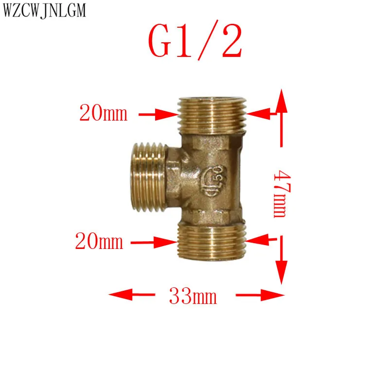 1I2Tee 1/" 3/4" BSP наружная резьба тройник Тип 3 пути Латунная Труба фитинг адаптер соединитель для воды 1 шт - Цвет: 1I2Tee