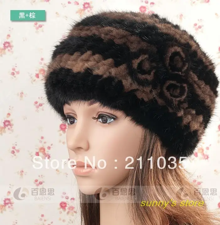 Для женщин зимняя норковая вязаная шапка берет Термальность меховая Кепки Lady