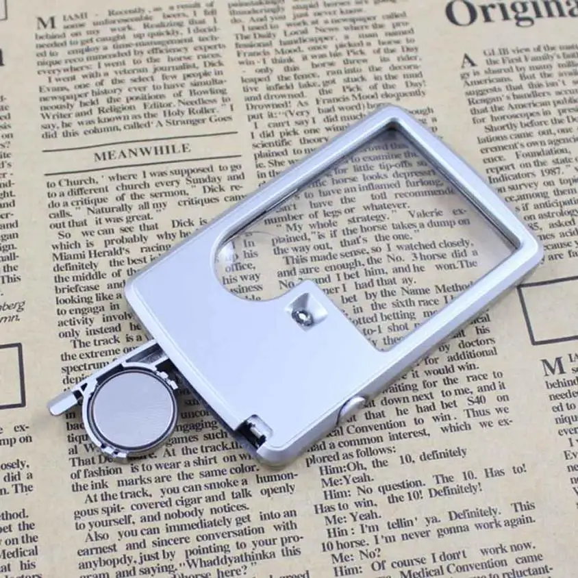 88*57*9 мм светодиодный Лупа с светильник + кожаный чехол увеличительное стекло кран