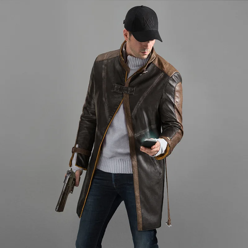 Watch Dogs 2 Costume Watchdog Aiden AidenPearce пальто для собак с Cos ультра вытяжное кожаное Хэллоуина