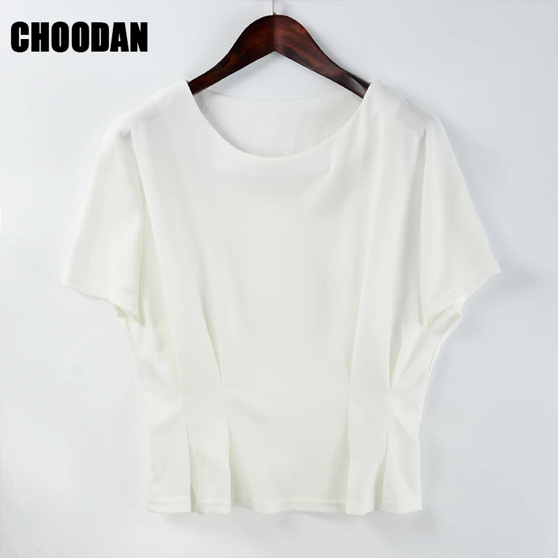 Женская блузка с коротким рукавом летучая мышь Элегантная круглым вырезом в