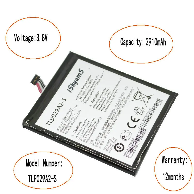 ISkyamS 10 шт./лот 2910 мА/ч TLp029A2 S TLP029A2 батарея для Alcatel One Touch Idol 3 I806 6045Y 6045K