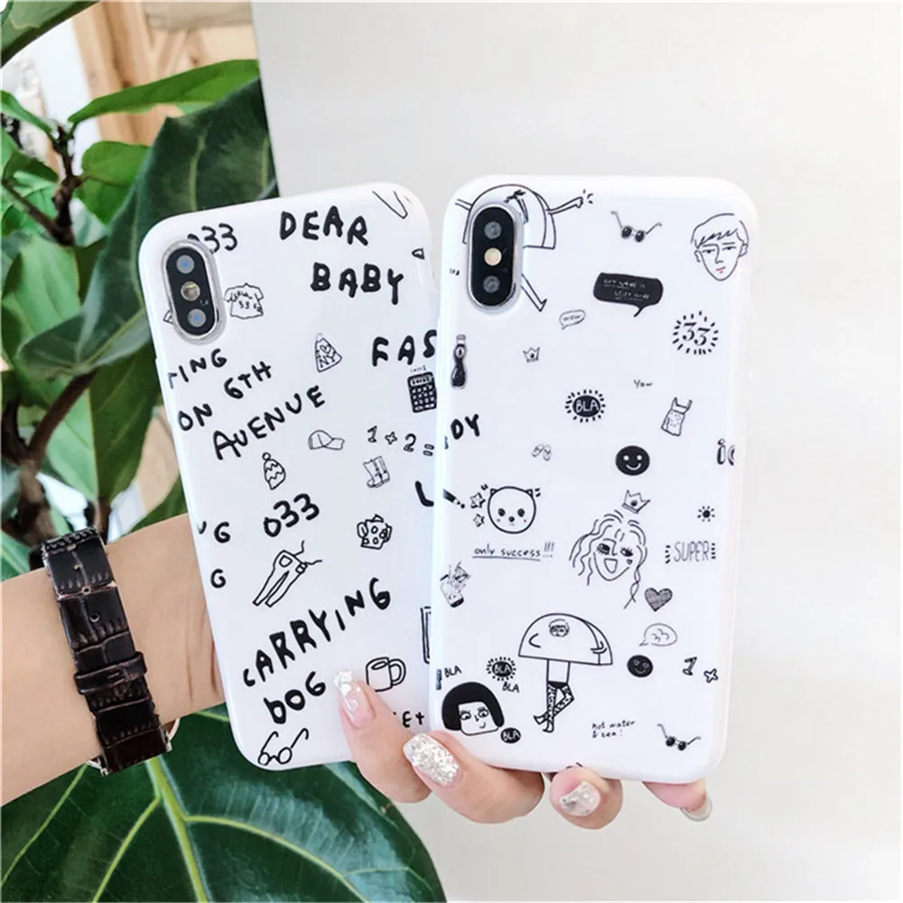 For Huawei P20 Lite Cases Popular Cartoon Abstract Graffiti Couples Silicone Phone Case for Honor 9 10 V10 Play Fundas Capa |