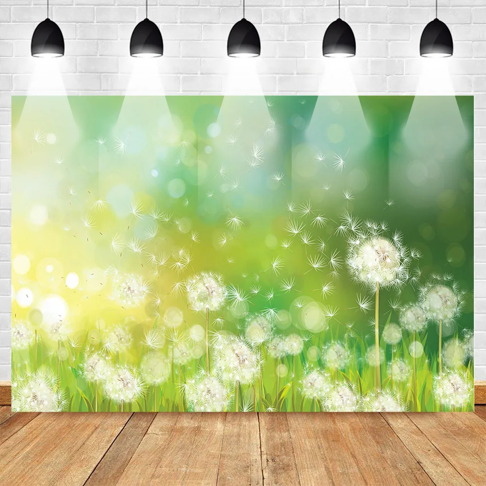 

MOCSICKA Dandelion Photo Backdrop for Photography Summer Green Bokeh Background Customized Photographic Backdrops Photo Studio