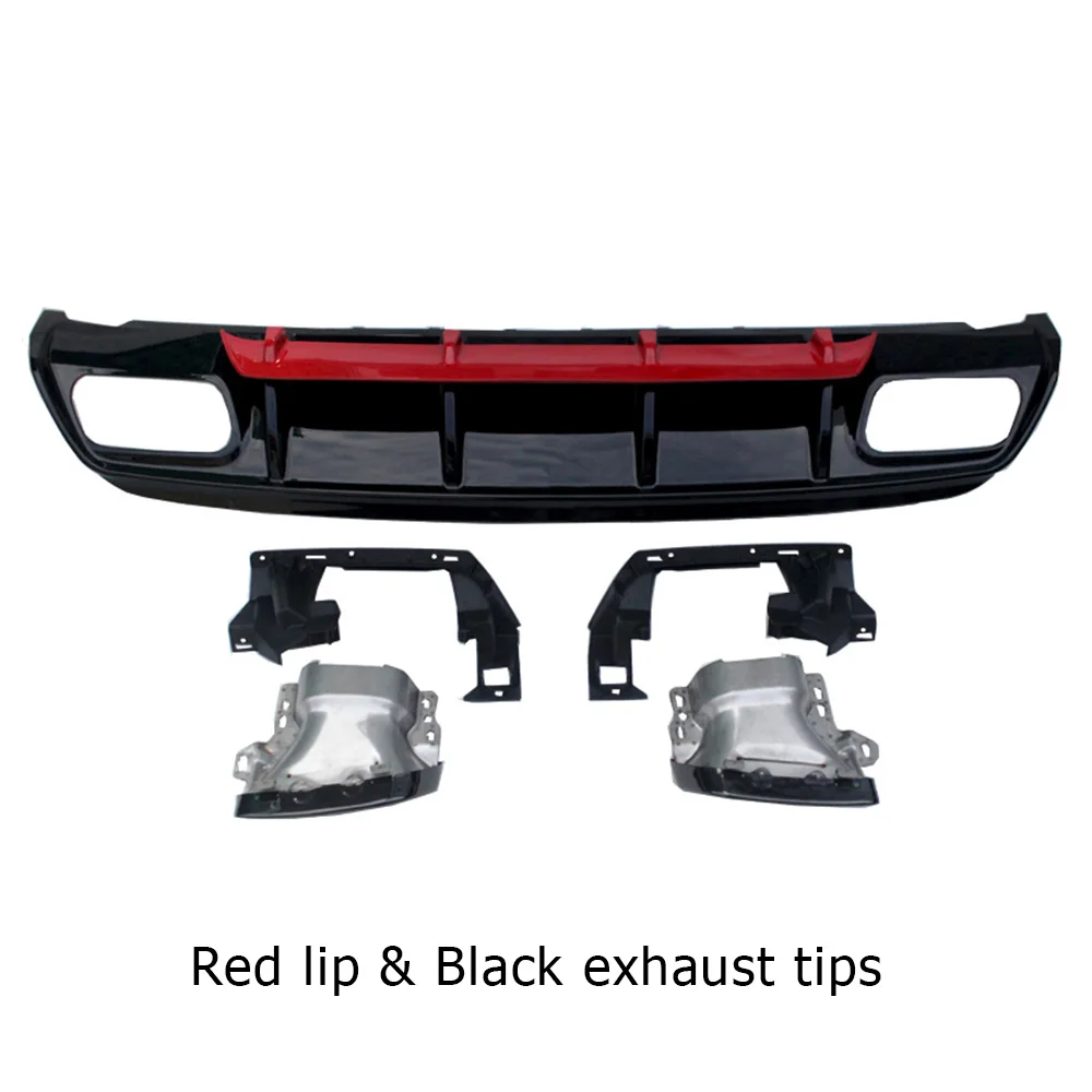 Black exhaust W176 AMG стильный, для заднего бампера Диффузор для губ Mercedes A класса W176 5-дверей 2012+ спойлер задней крышки с выхлопной трубы - Цвет: Black exhaust