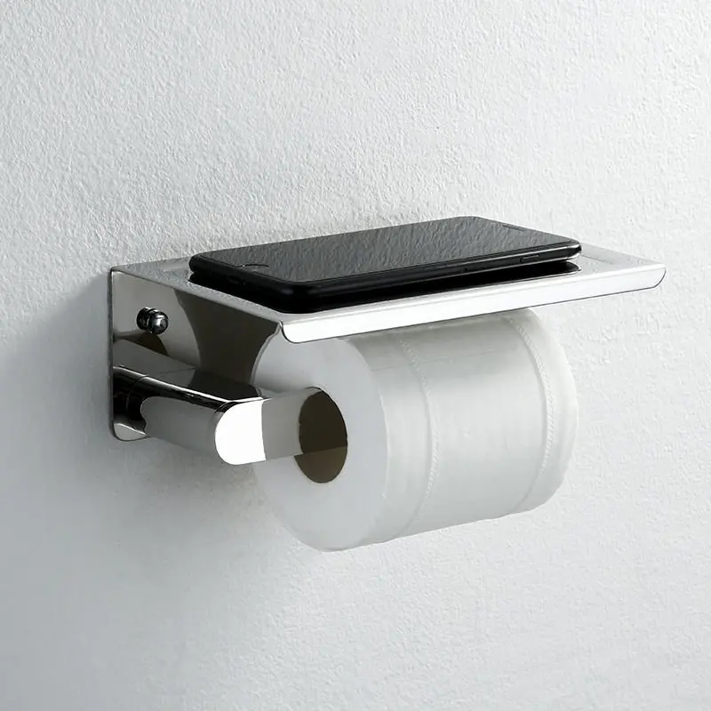 paper holder 1 Наборы аксессуаров для ванной комнаты Полотенца стойку угловая полка Бумага держатель комод одноцветное 304 нержавеющая сталь, серебро набор оборудования для ванны - Цвет: paper holder 1