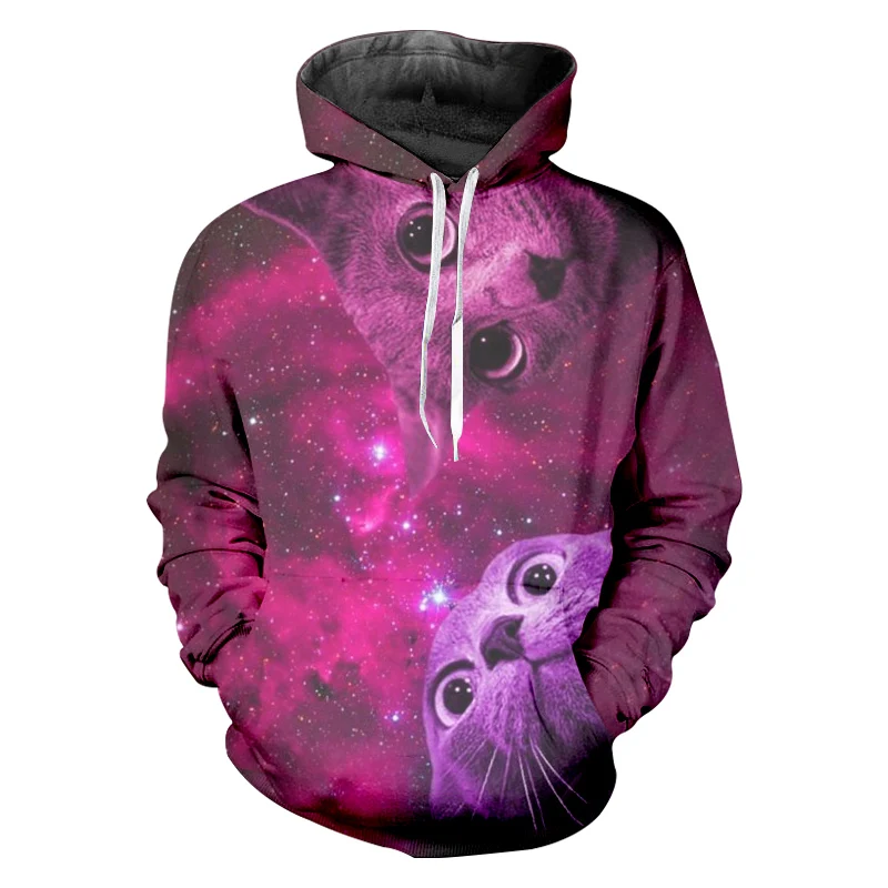 OGKB толстовки женские животные 3D принт звездное небо кошка уличная одежда плюс