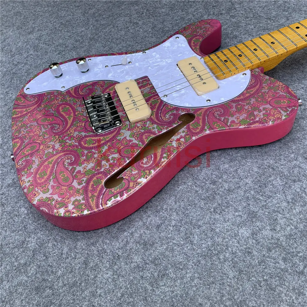 Электро-гитара для левшей теле, специальная гитара с розовыми цветами для шоу, подарок для друзей на день рождения.